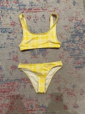 triangl swimwear Yellow Plaid Bikini Top and Bottom Set